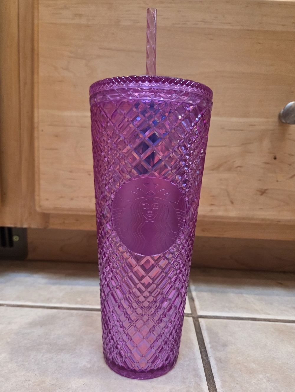 Starbucks Pink Purple Gem Textured Reusable Tumbler with Straw